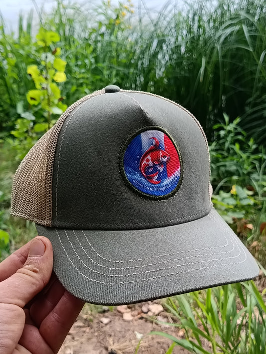 Casquette Trucker CarpFishingFrance – Kaki/Beige